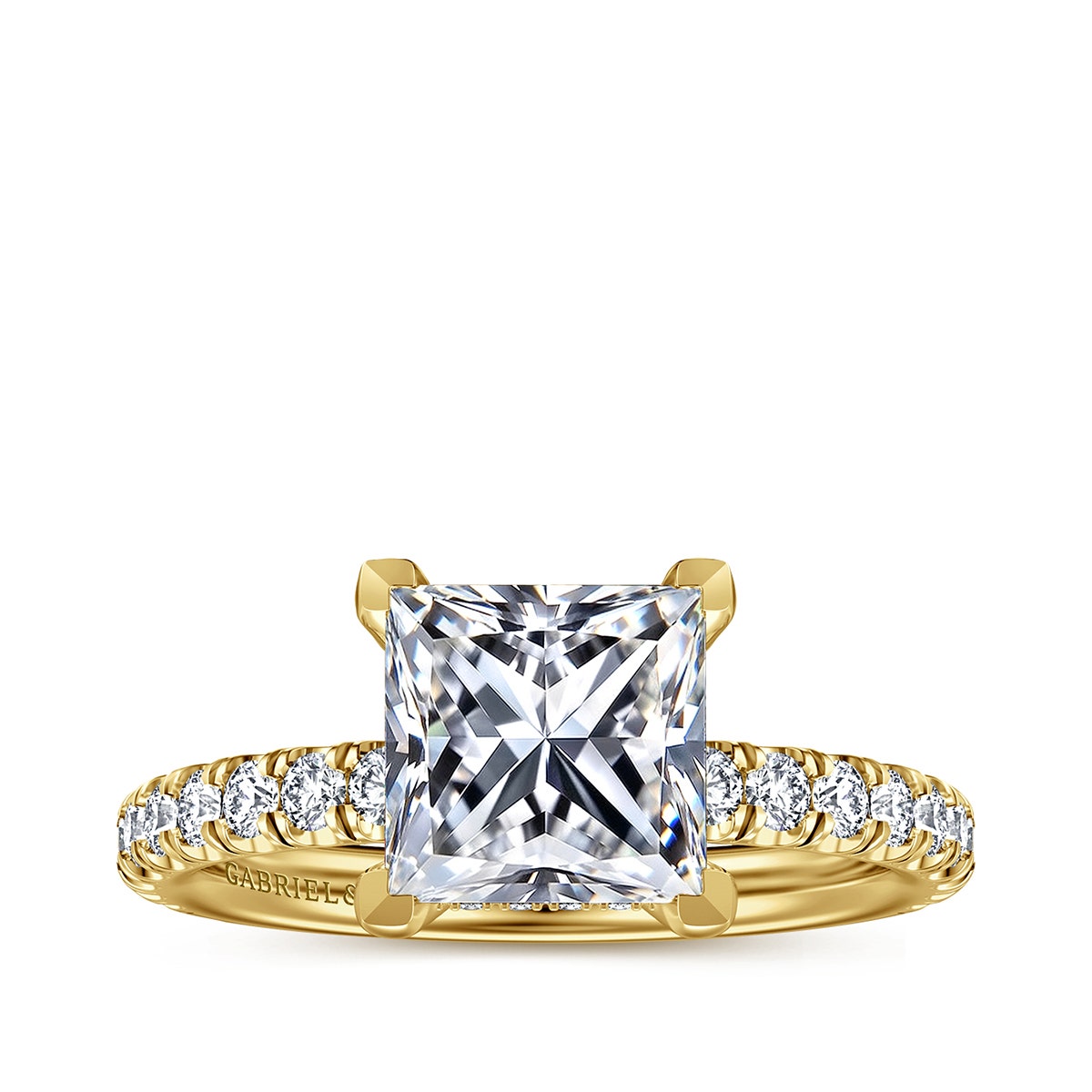 Gabriel & Co. 1/2 ct. tw. Diamond Princess Cut Semi-Mount Engagement Ring in 14K Yellow Gold