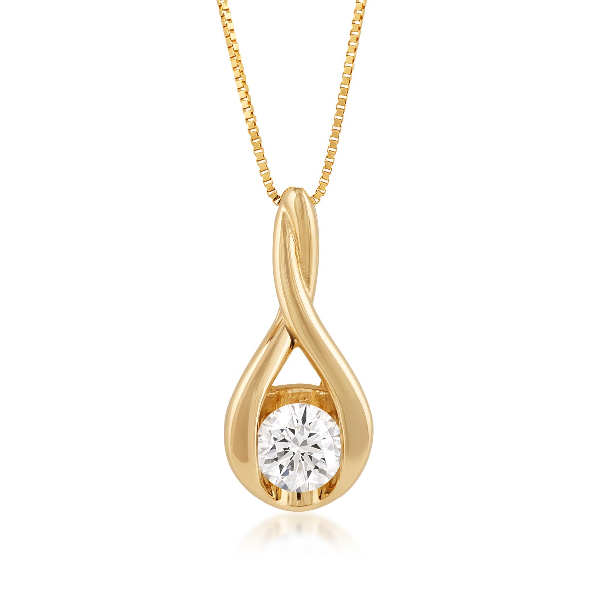 Sirena USA 1/2 ct. tw. Lab-Grown Round Diamond Teardrop Pendant in 10K Yellow Gold