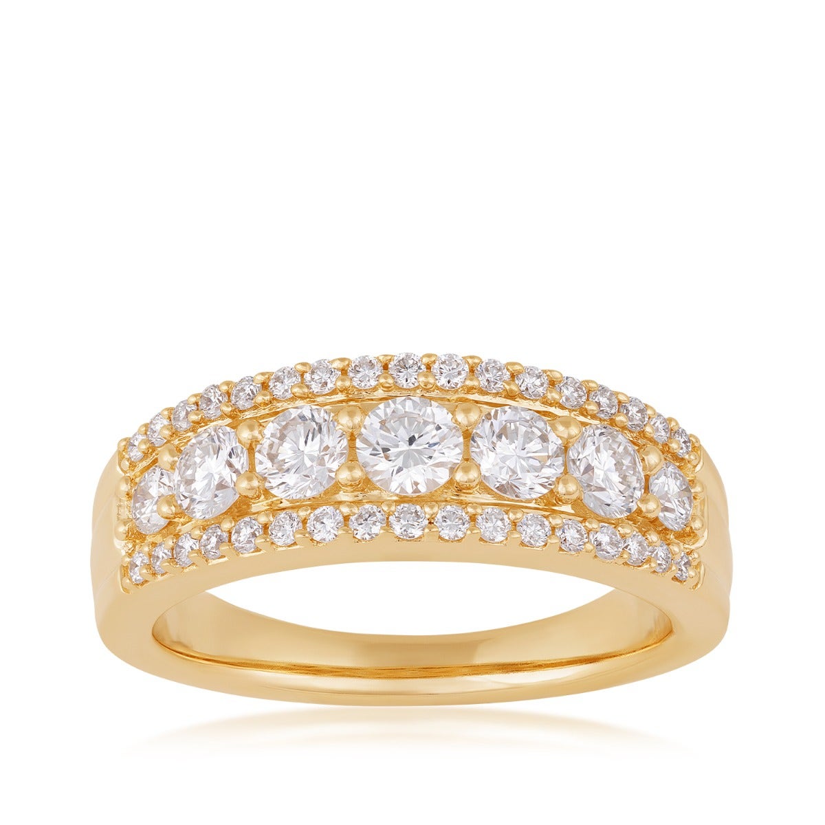 Adamante 1 ct. tw. Lab-Grown Diamond Multi-Row Anniversary Ring in 10K Yellow Gold