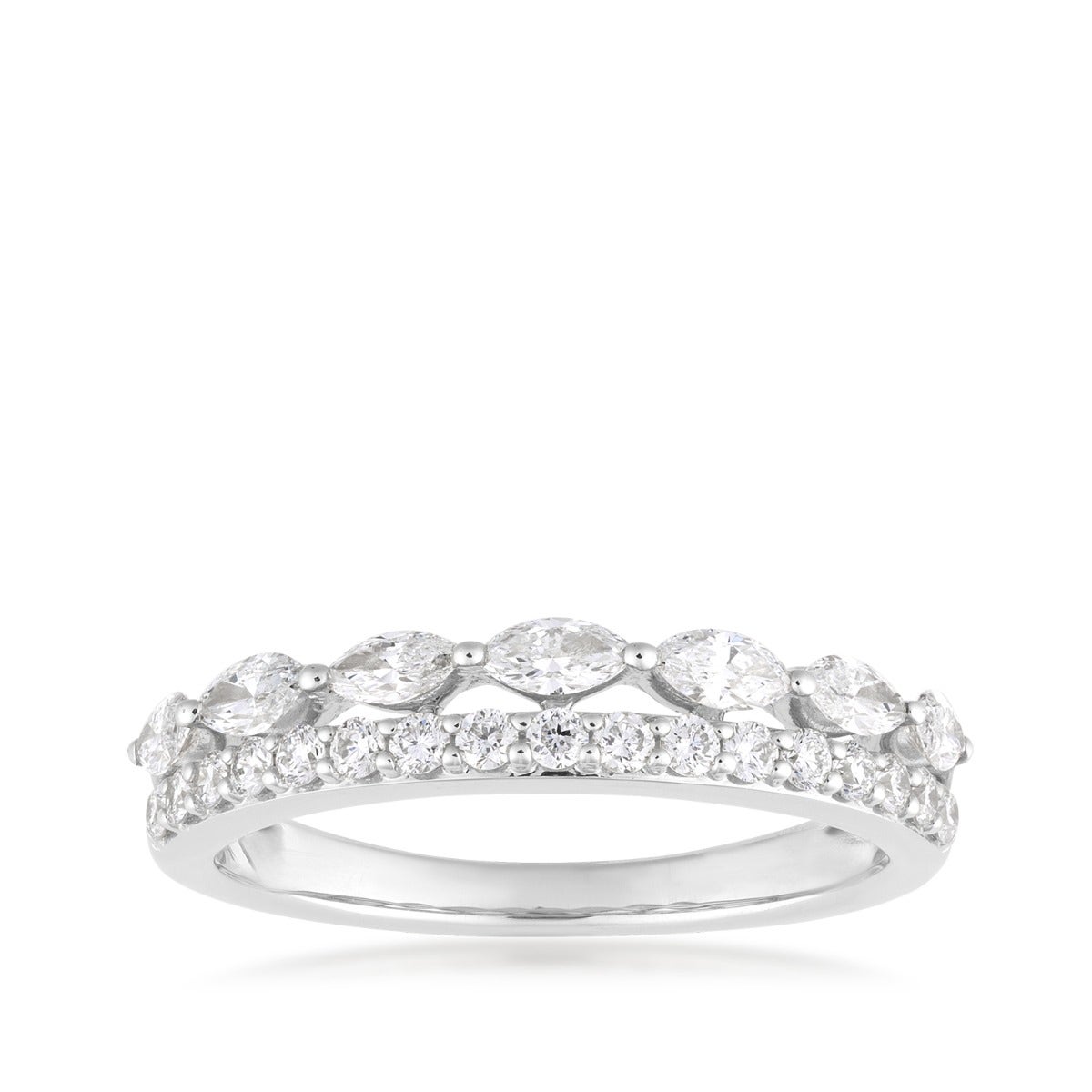Adamante 3/4 ct. tw. Lab-Grown Round & Marquise Diamond Ring in 10K White Gold