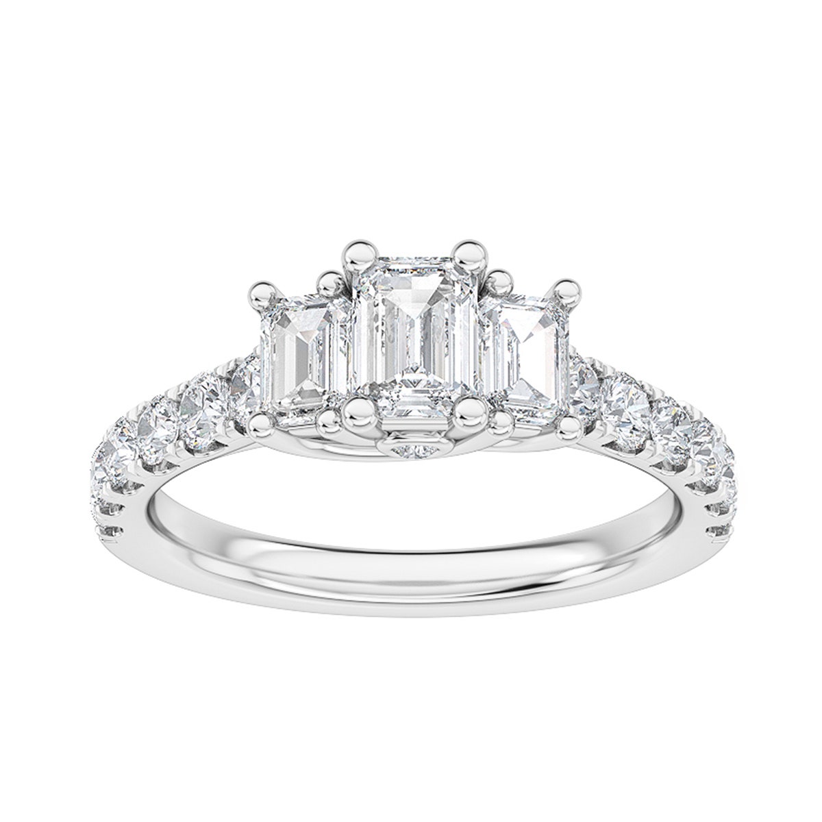 Adamante 1-1/2 ct. tw. 3-Stone Emerald Cut Lab-Grown Diamond ring in 14K White Gold - LG-ART2879HS114
