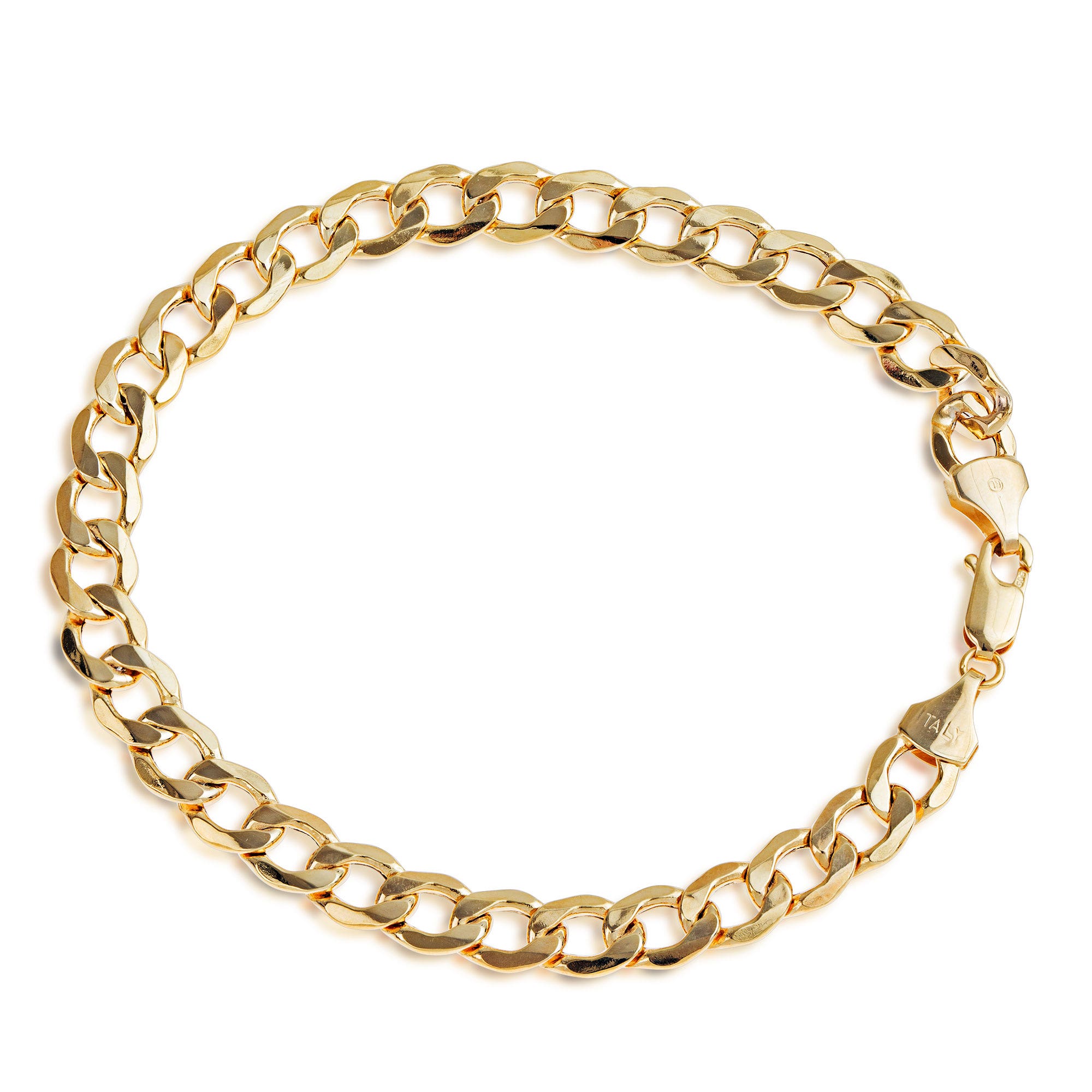 7.3mm 8.5" Hollow Curb Chain Bracelet in 10K Yellow Gold
