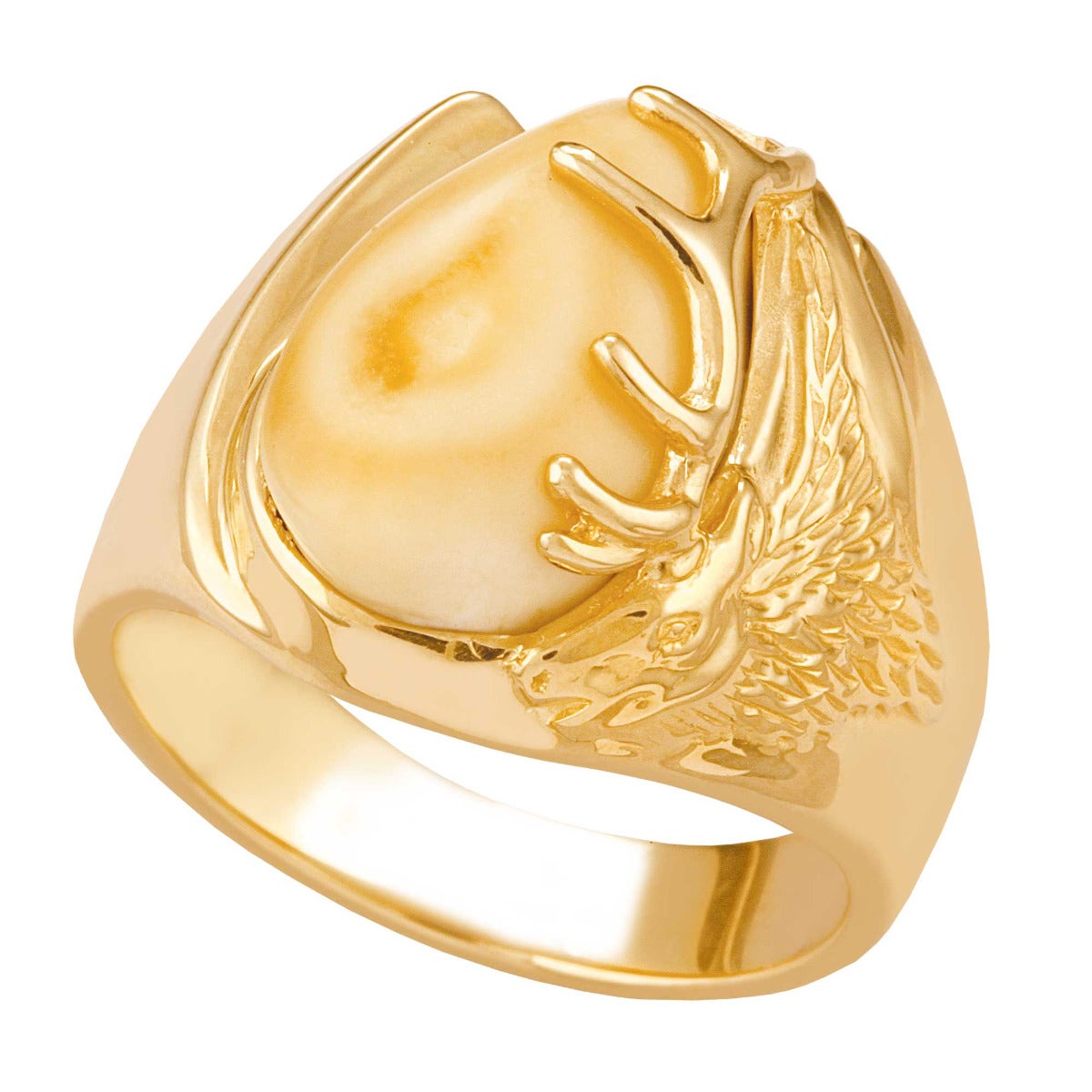 Men's Elk Ivory Ring in 10K Yellow Gold - I1756 Bighorn