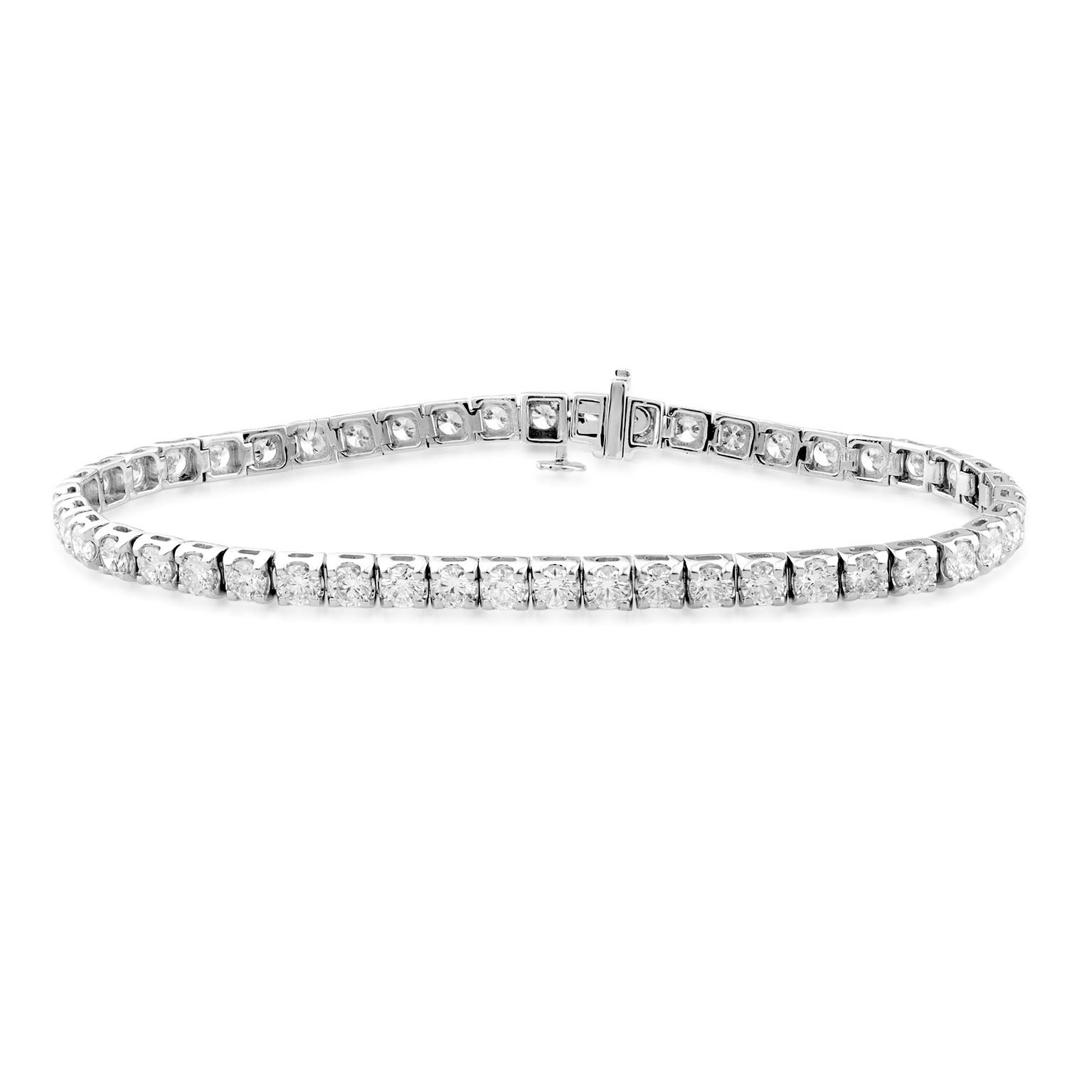 Adamante 6 ct. tw. Round Brilliant Lab-Grown Diamond Tennis Bracelet in 14K White Gold - LG-ABT0677HS214W
