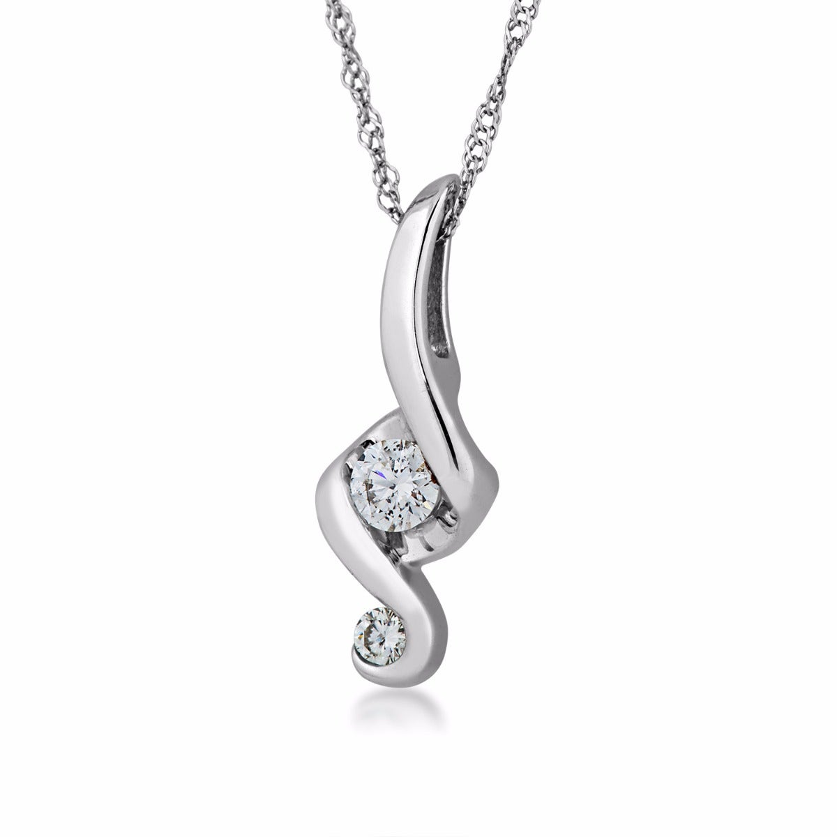 Juno Lucina 1/5 ct. tw. 2 Stone Diamond Pendant in 14K White Gold - UJI2543WR5J-14W