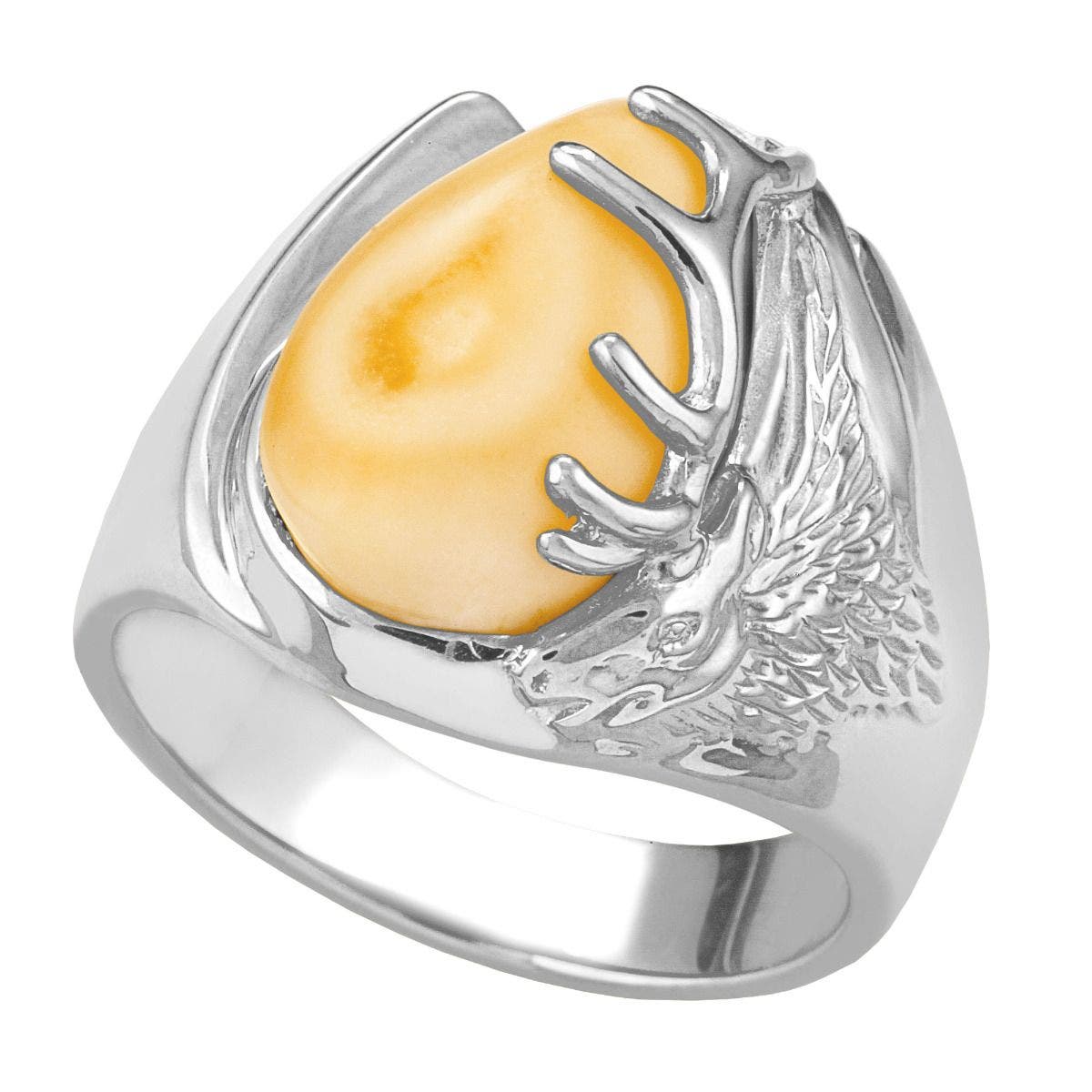 Men's Elk Ivory Ring in 10K White Gold -I1756W Bighorn