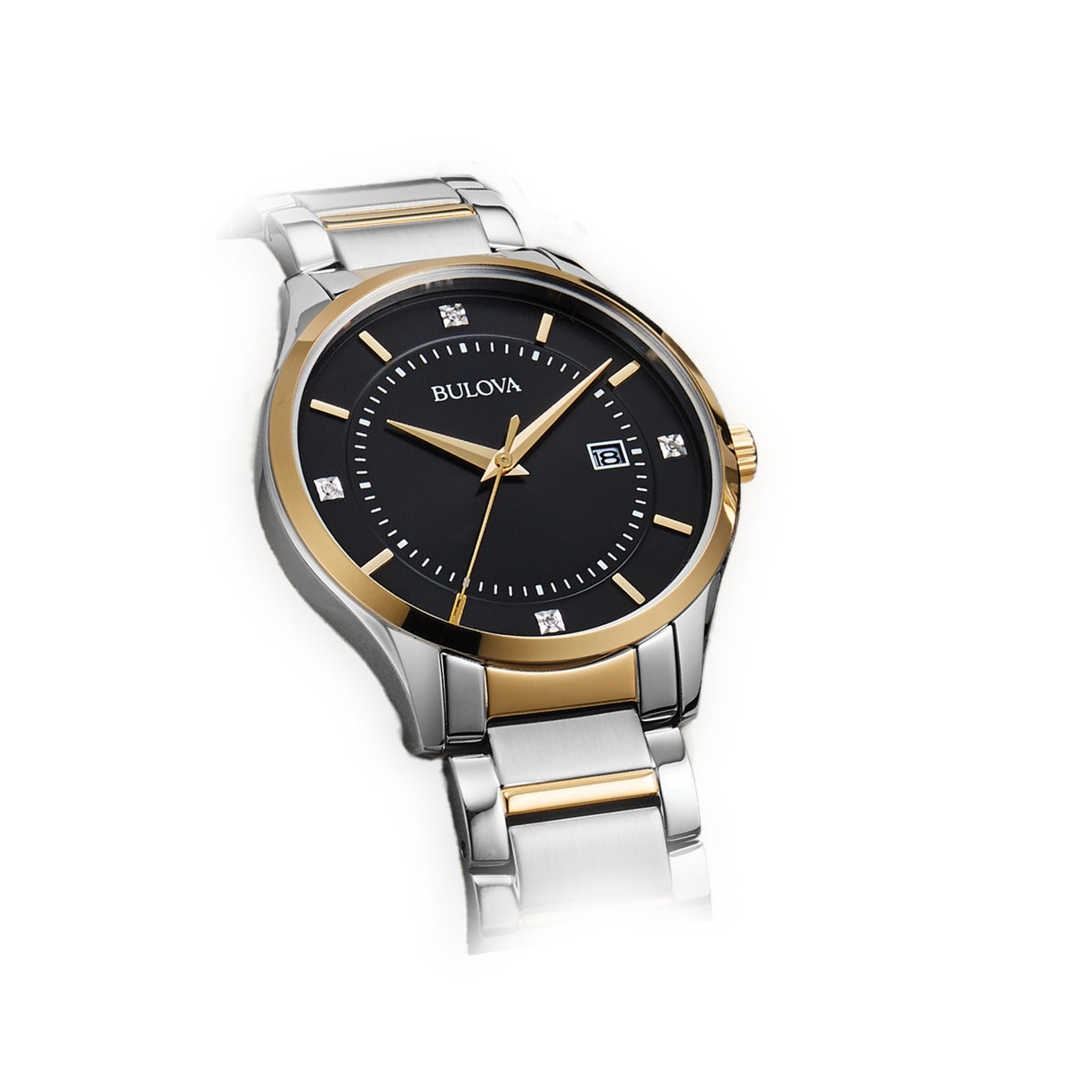 Bulova Gentlemen's 40mm Black Dial Watch in Yellow and White Tones -98X123G