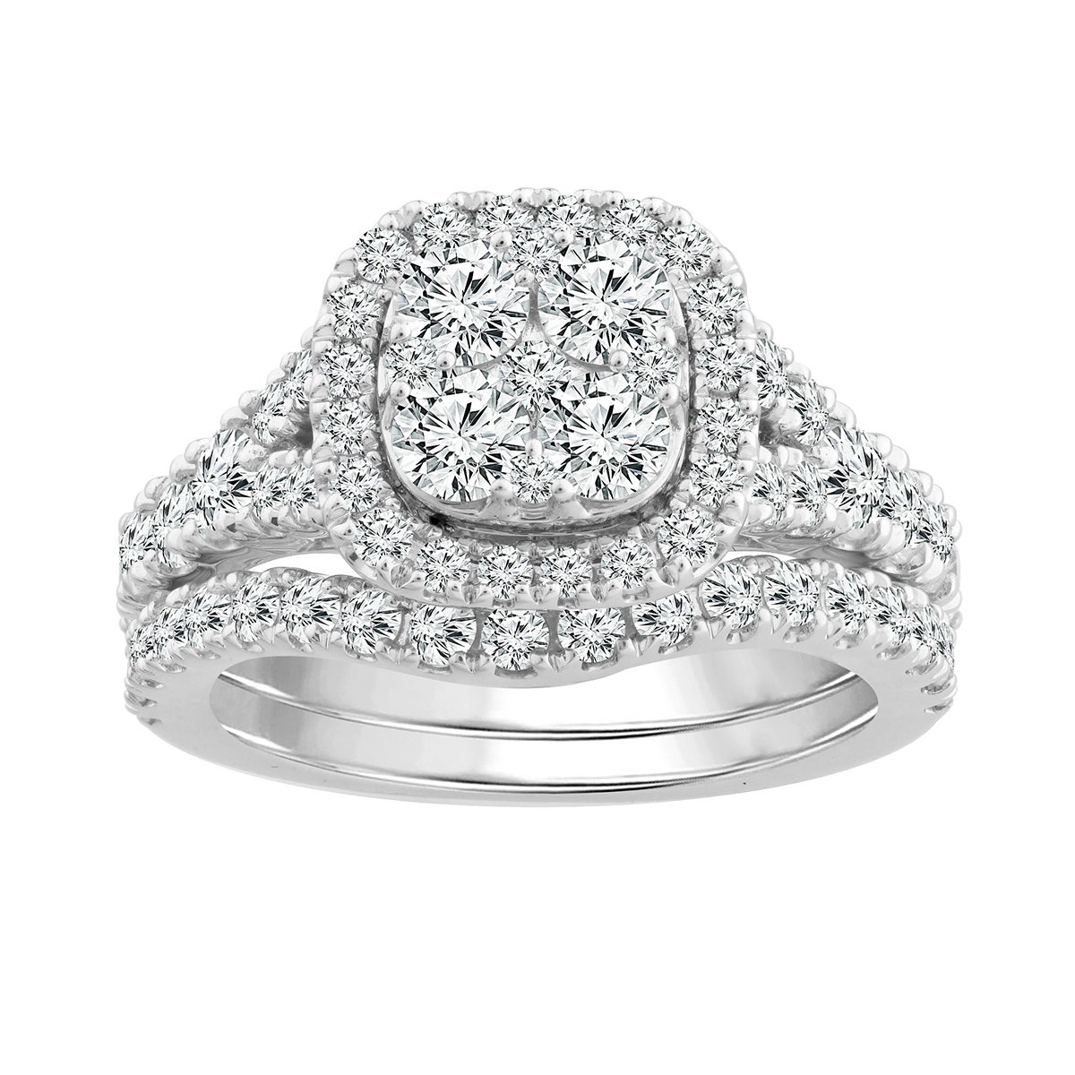 Adamante 2 ct. tw. Lab-Grown Diamond Wedding Set in 10K White Gold - LGARB9012HSI2J0W