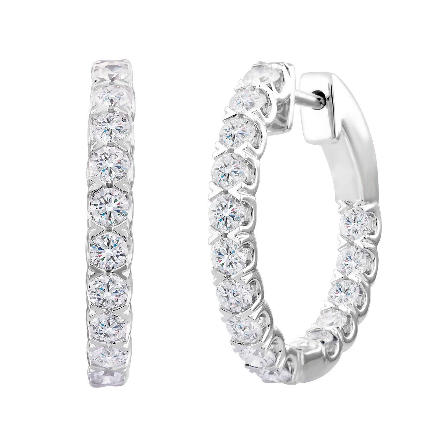 Adamante 1-1/2 ct. tw. Round Brilliant Lab-Grown Diamond Hoop Earrings in 14K White Gold - LG-AEF5167HS214W