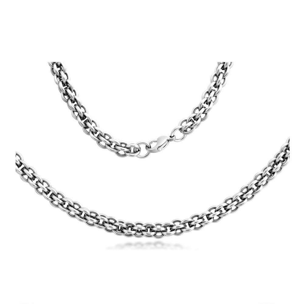 Mens Frosted Stainless Steel Link Chain - CBC047B-55CM