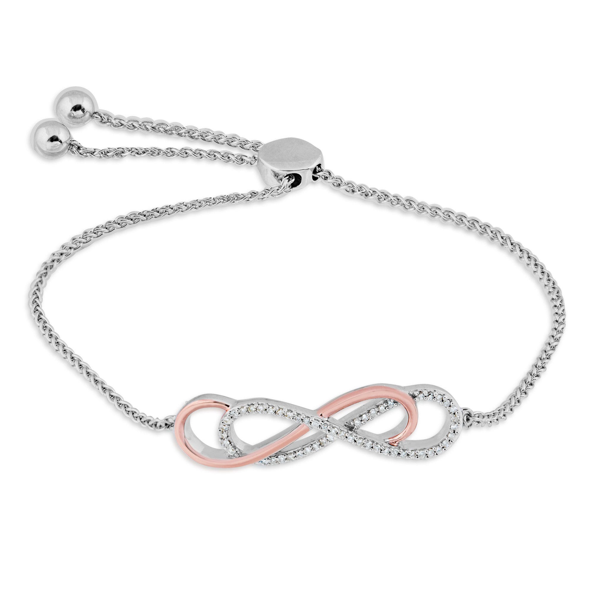 1/7 ct. tw. Diamond Double Infinity Fashion Bolo Bracelet in Two-Tone Sterling Silver - AB15359S-DI