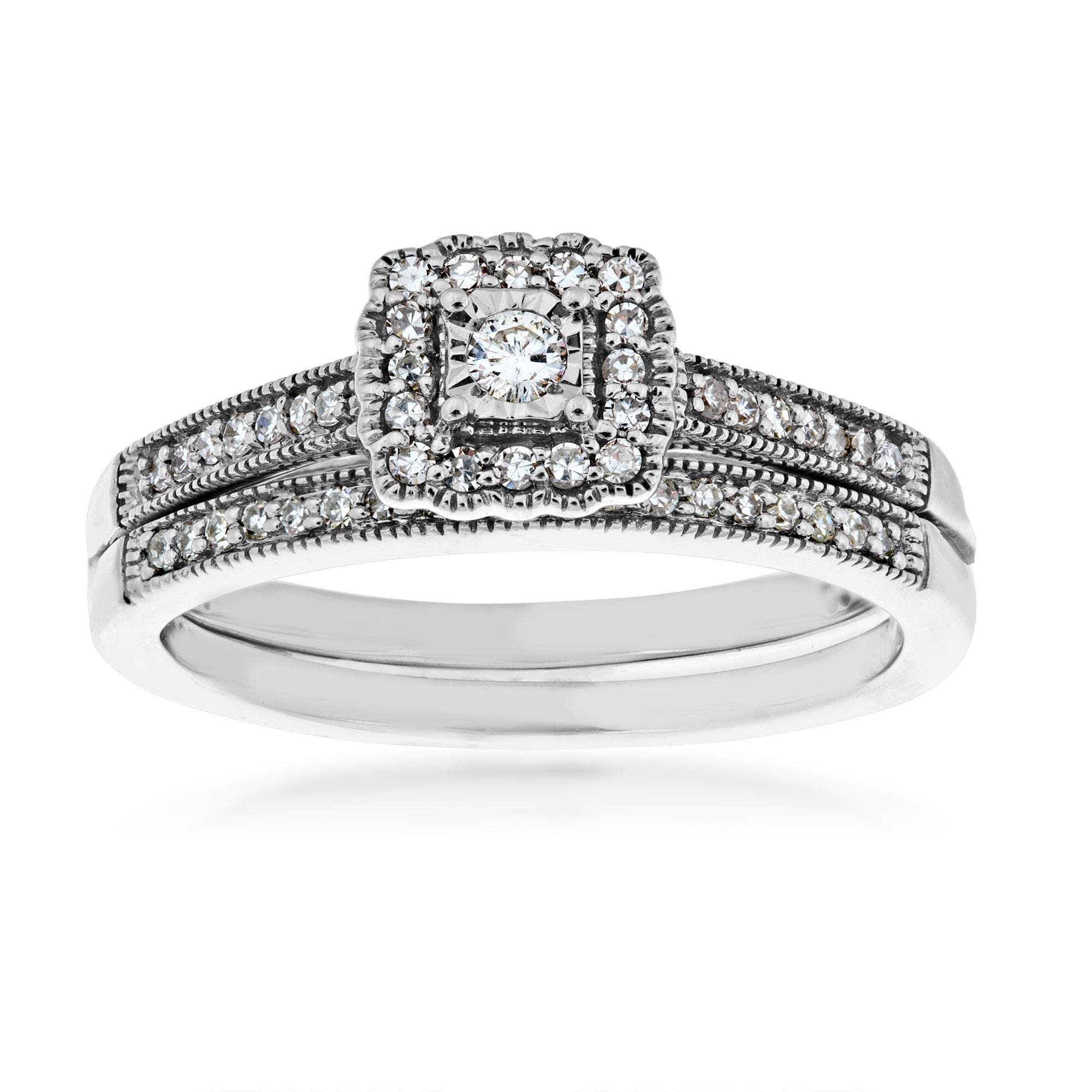 diamond white gold wedding set
