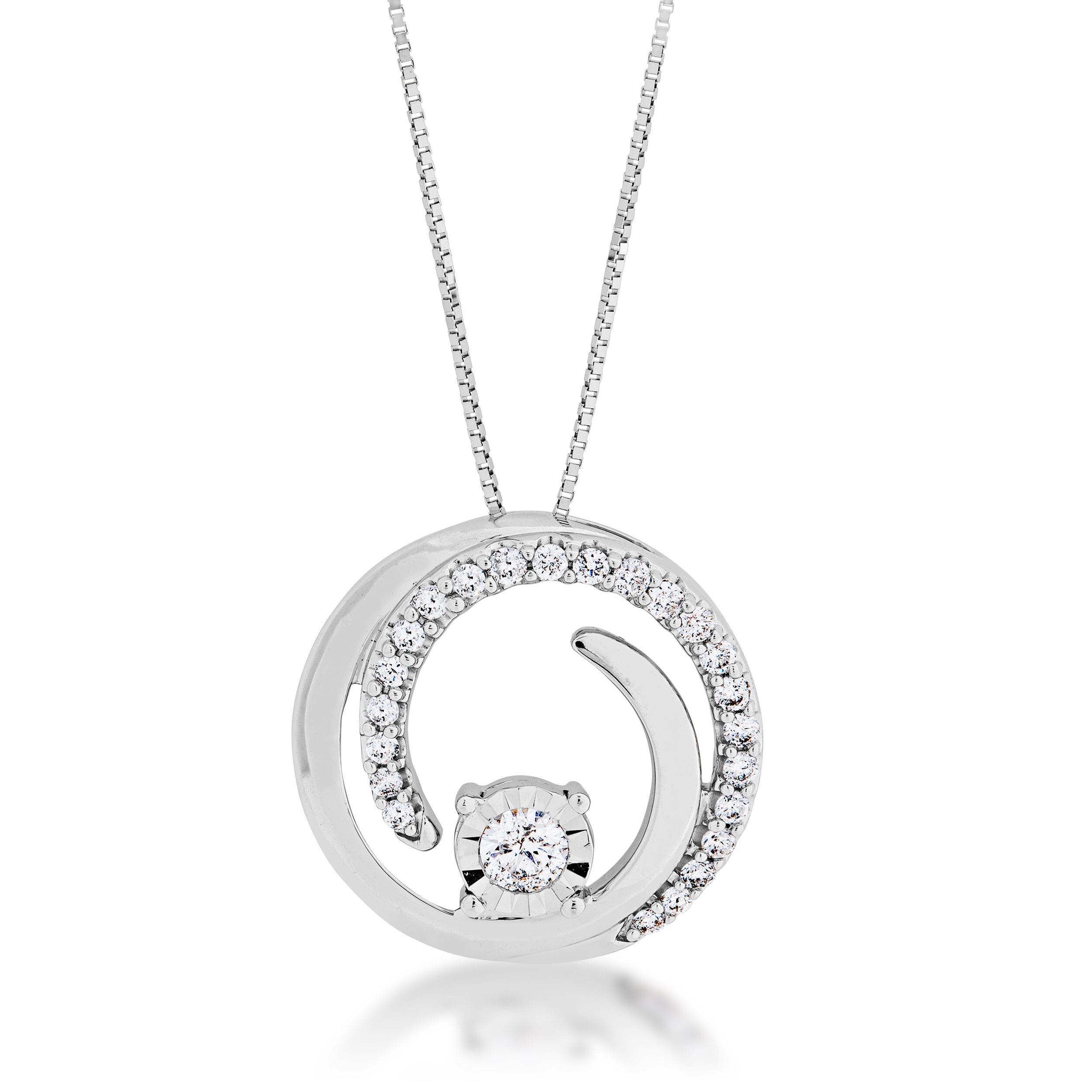 SIRENA 1/4 ct. tw. Circle Fashion Pendant in 14K White Gold - UNI3808WR6W@