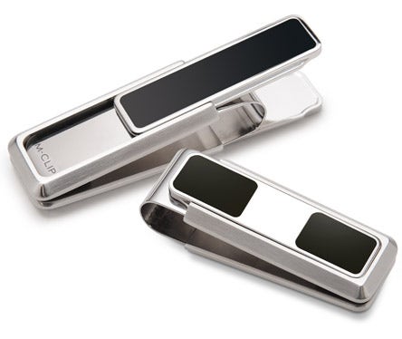 M-Clip Stainless With Black Enamel Inlay 2 Pocket Money Clip SS-BSS-BKEN-2P