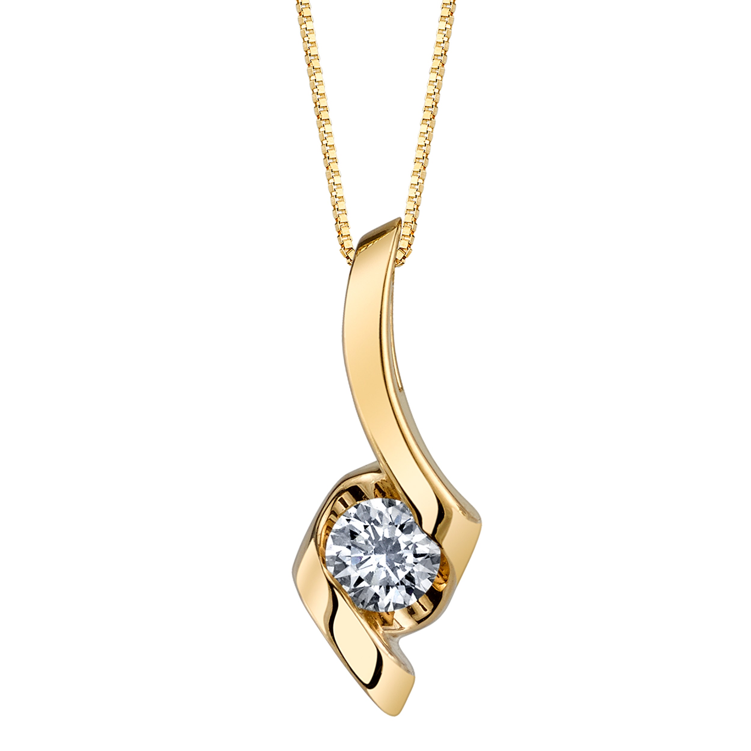 Sirena 1/4 ct. tw. Round Diamond Swirl Pendant in 14K Yellow Gold