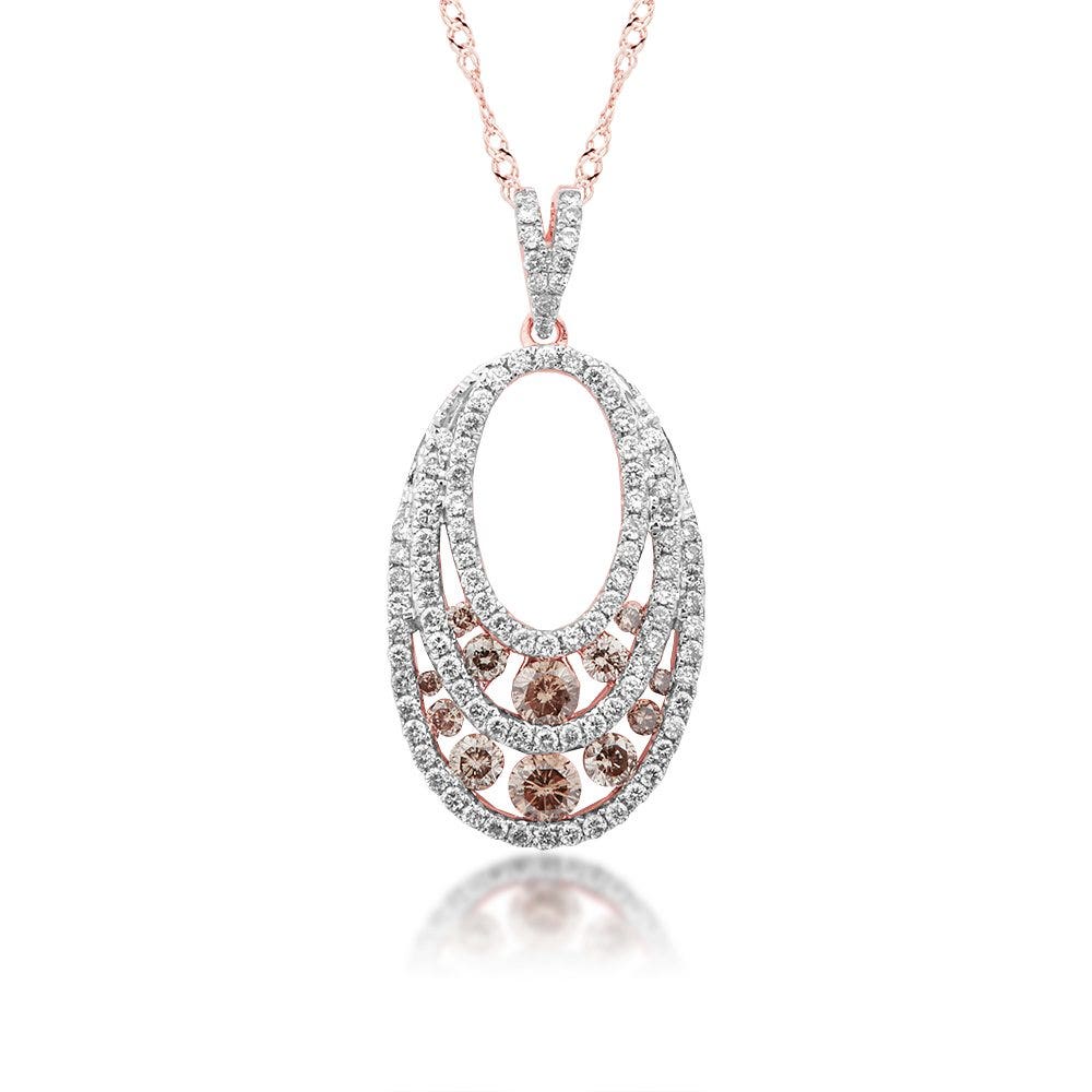 Mocha and White Diamond Pendant in Pink Gold - PR19852-DBR