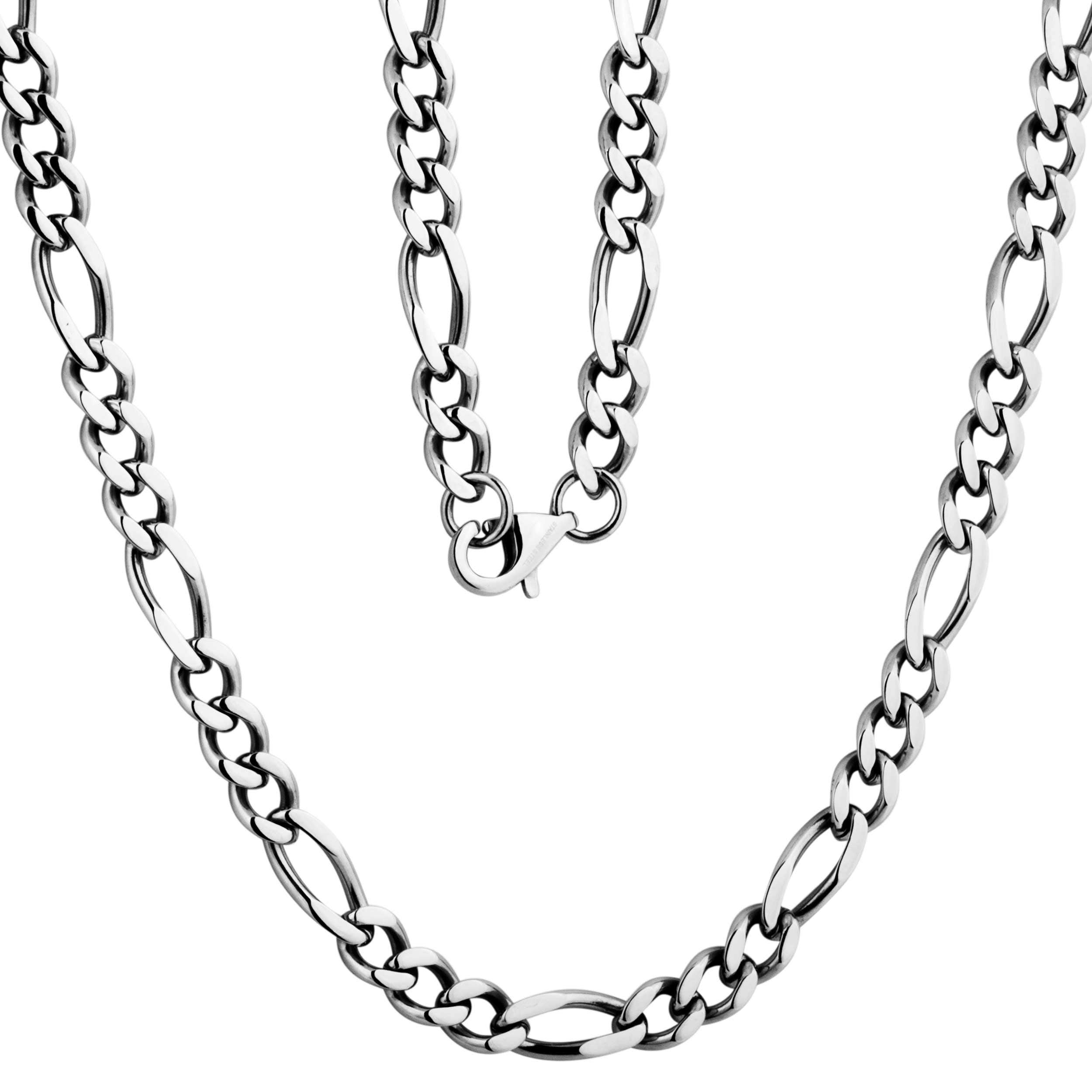 5mm 24" Figaro Chain Necklace in Stainless Steel