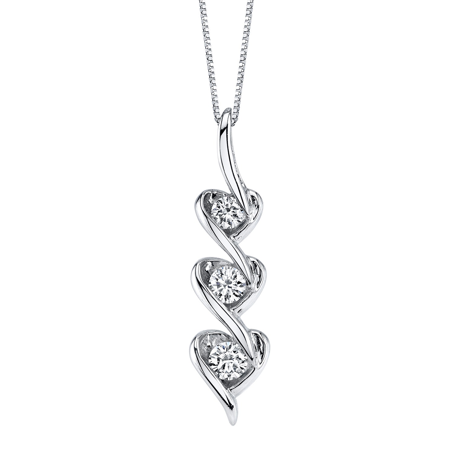 Sirena 1/3 ct. tw. Diamond 3-Heart Waterfall Fashion Pendant in 10K White Gold - JSI3750WR5J