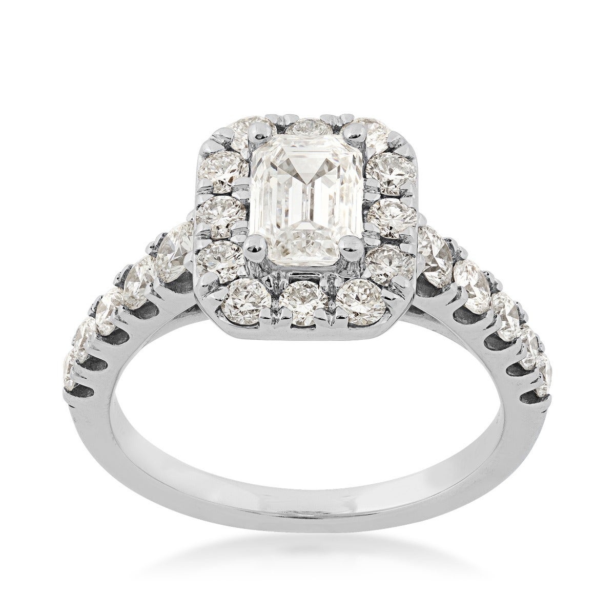 Adamante 2 ct. tw. Lab-Grown Emerald Cut Diamond Halo Engagement Ring in 14K White Gold - LGARE14122HSI1W4