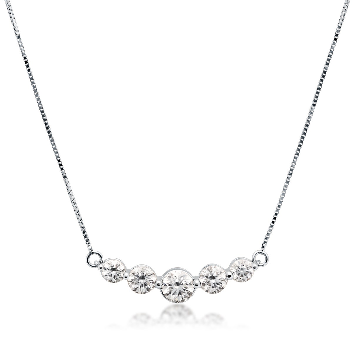 Adamante 1 ct. tw. Lab-Grown Diamond Curved Bar Necklace in 10K White Gold