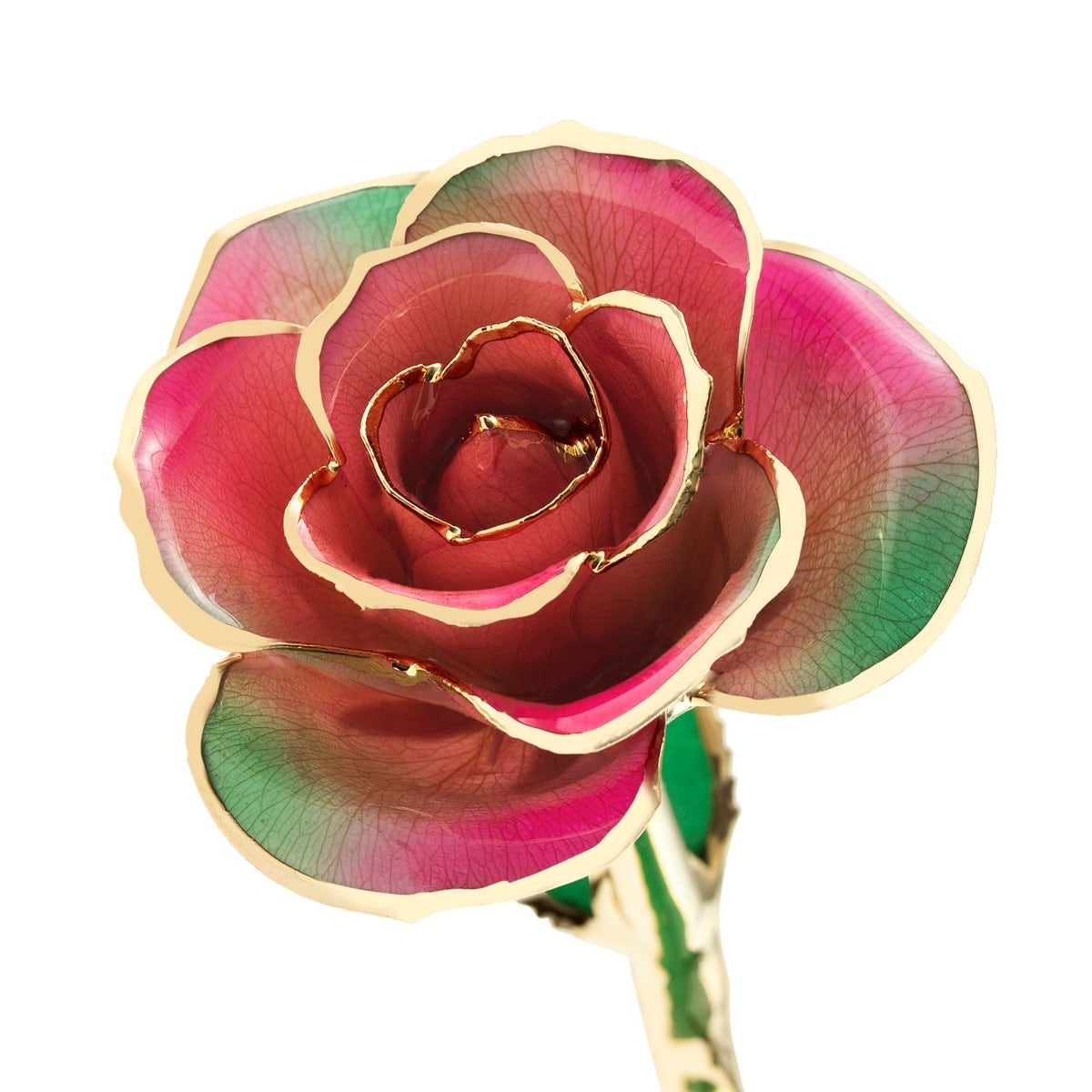 24K Gold Dipped Fairy Forest Pink Rose