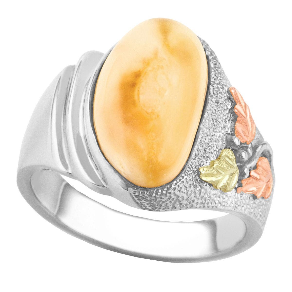 Ladies' Elk Ivory Black Hills Gold Ring in 10K White Gold - I1758W Mystic