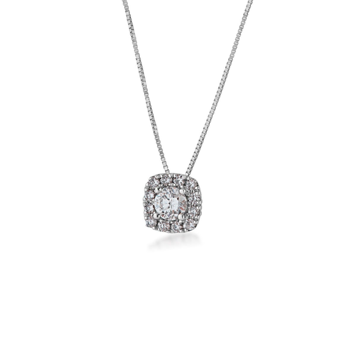 Adamante 1/2 ct. tw. Lab-Grown Diamond Halo Pendant in 10K White Gold - LGAPF337HSI2J0W@050