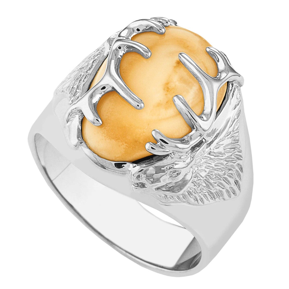 Men's Elk Ivory Twin Peaks Ring in 10K White Gold - I1759W Twin Peaks