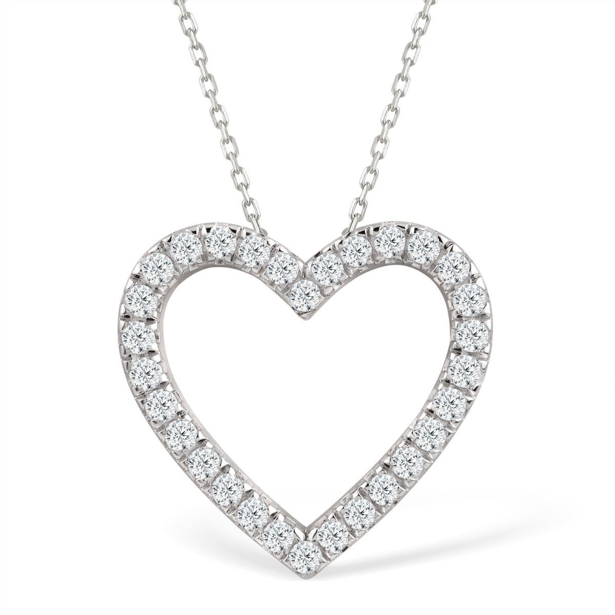 Adamante 1 ct. tw. Round Brilliant Lab-Grown Diamond Heart Pendant in 10K White Gold - LG-APH0666HS210W