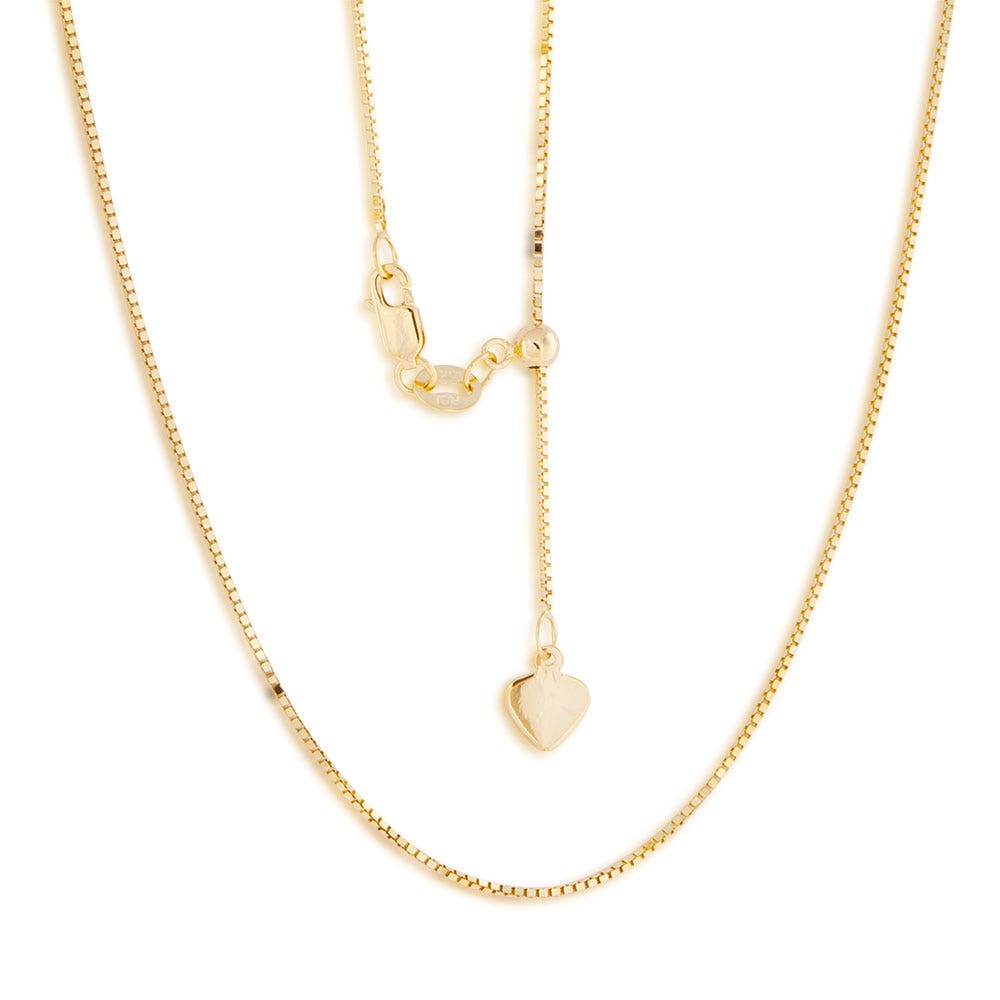 .7mm 22" Adjustable Box Chain in 10K Yellow Gold