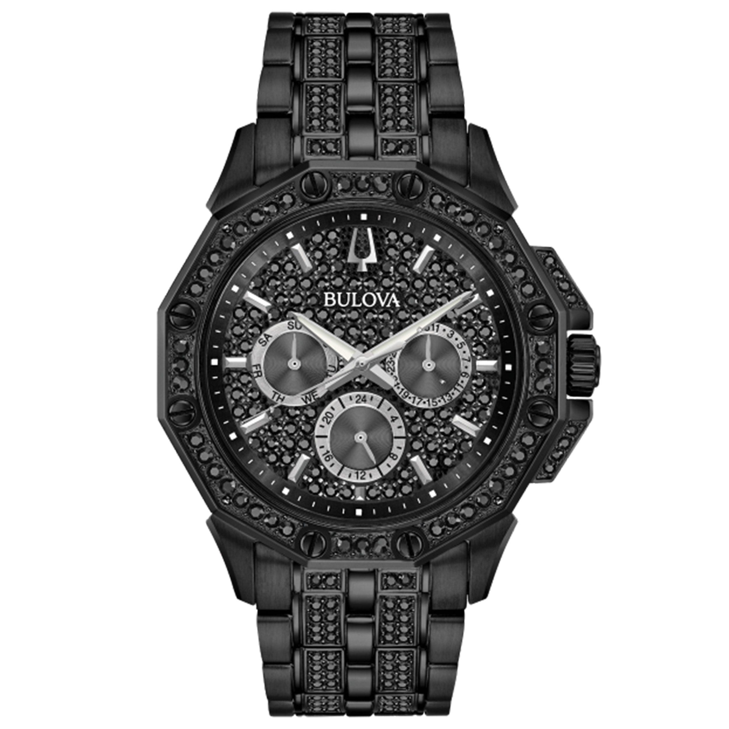 Bulova Men's Octava Stainless Steel Chronograph Watch with Black Dial - 98C134 