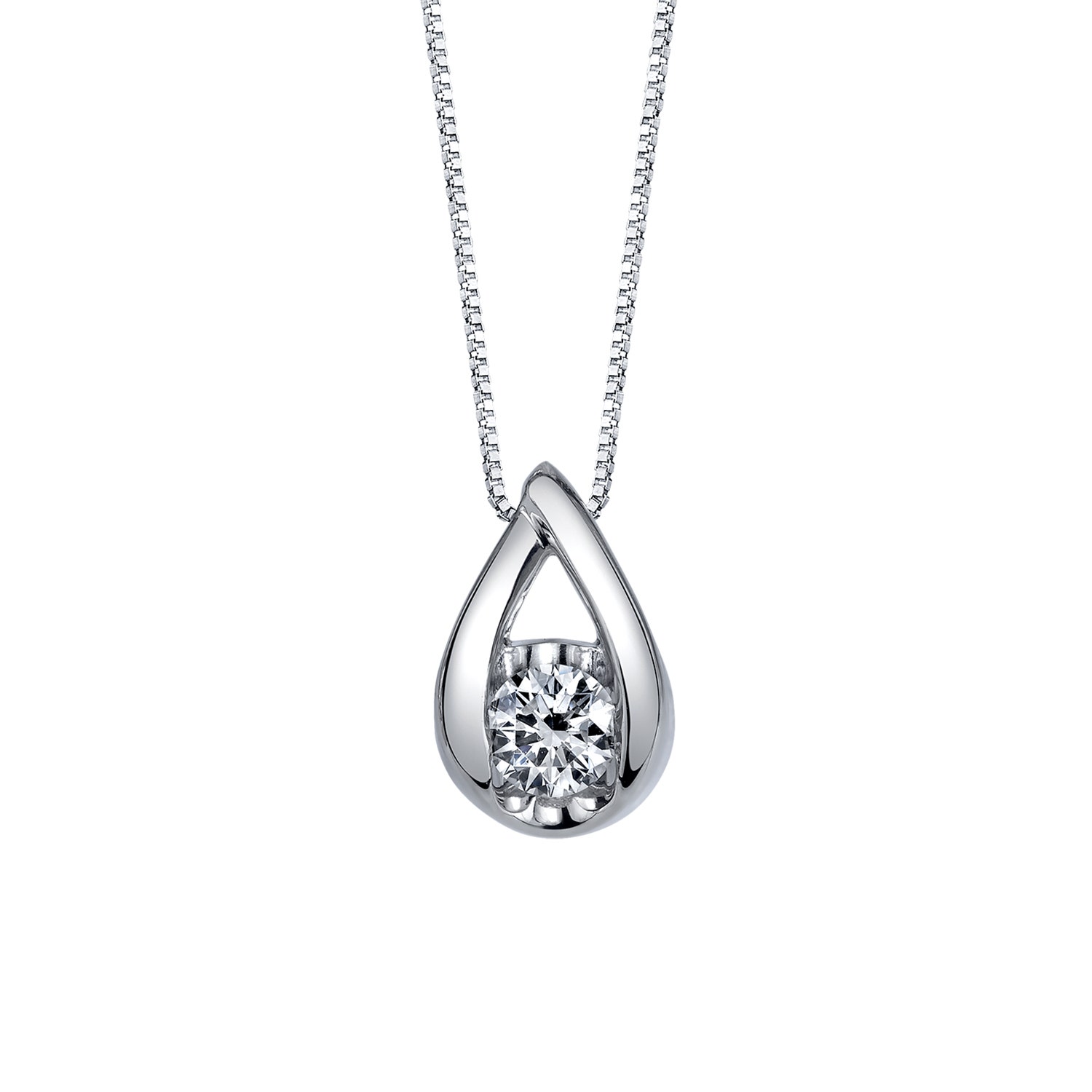 Sirena 1/4 ct. tw. Round Diamond Tear-Drop Pendant in 10K White Gold - JSI3598WR5J