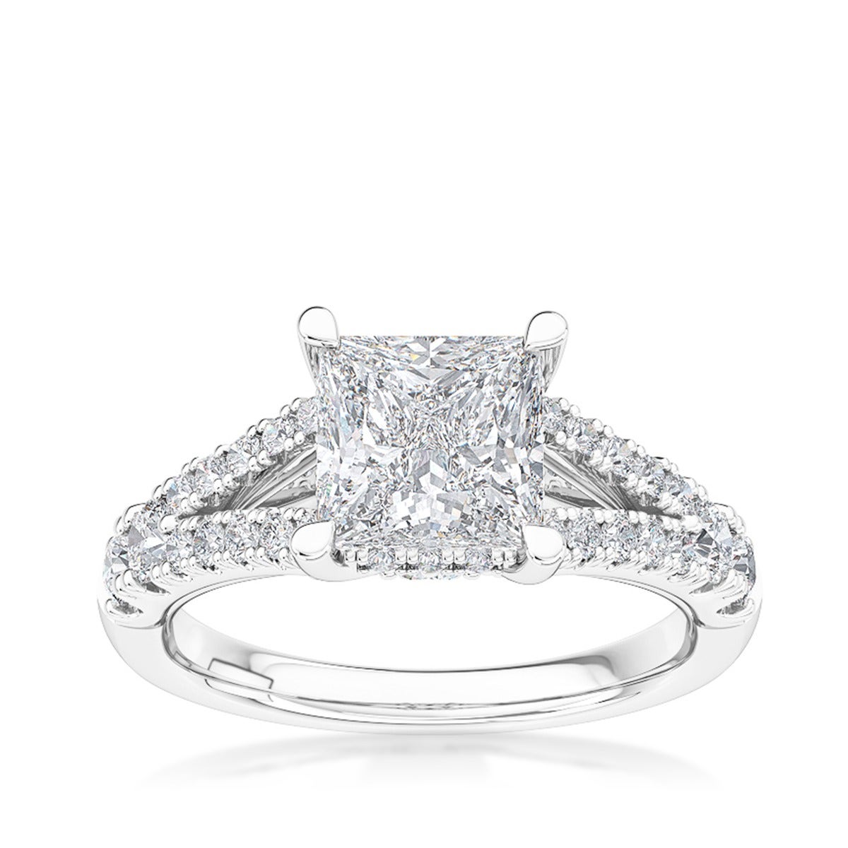 lab-grown princess cut diamond white gold engagement ring