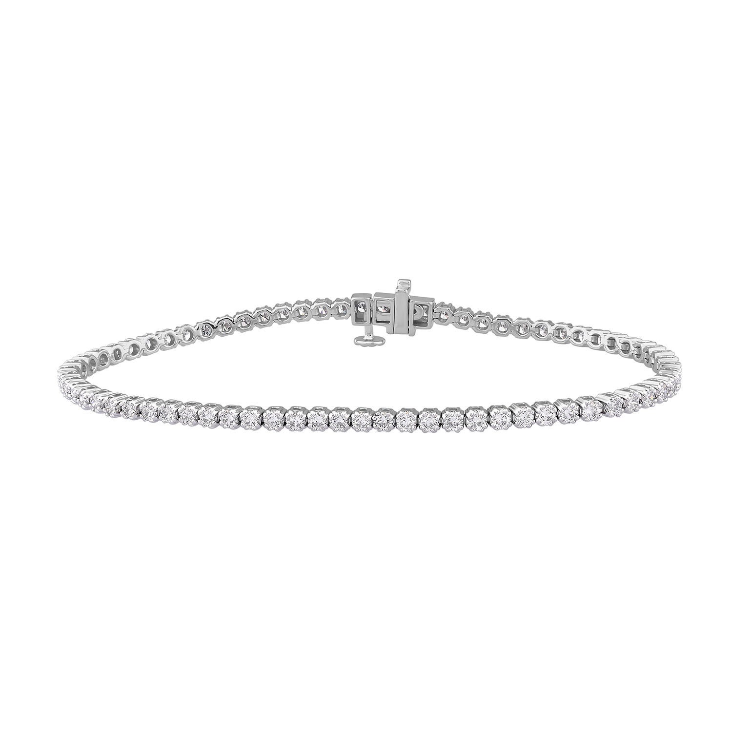 Adamante 2-1/2 ct. tw. Round Brilliant Lab-Grown Diamond Tennis Bracelet in 14K White Gold - LG-ABT0662HS214W