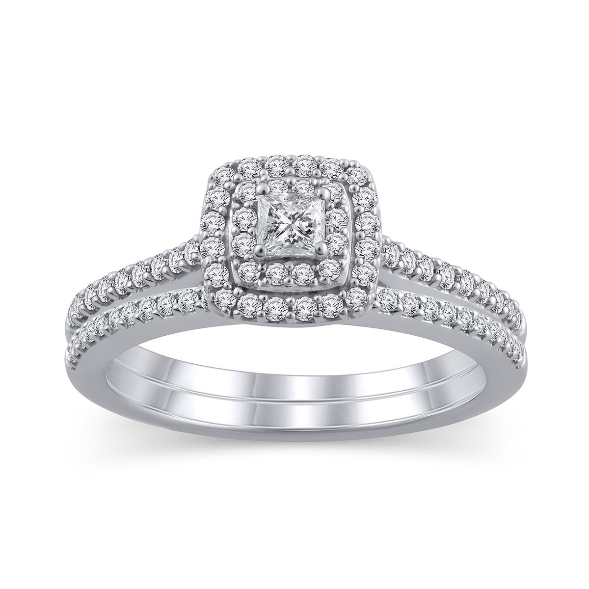 True Promise 5/8 ct. tw. Princess Cut Diamond Wedding Set in 10K White Gold - WR2428XS@WGE4