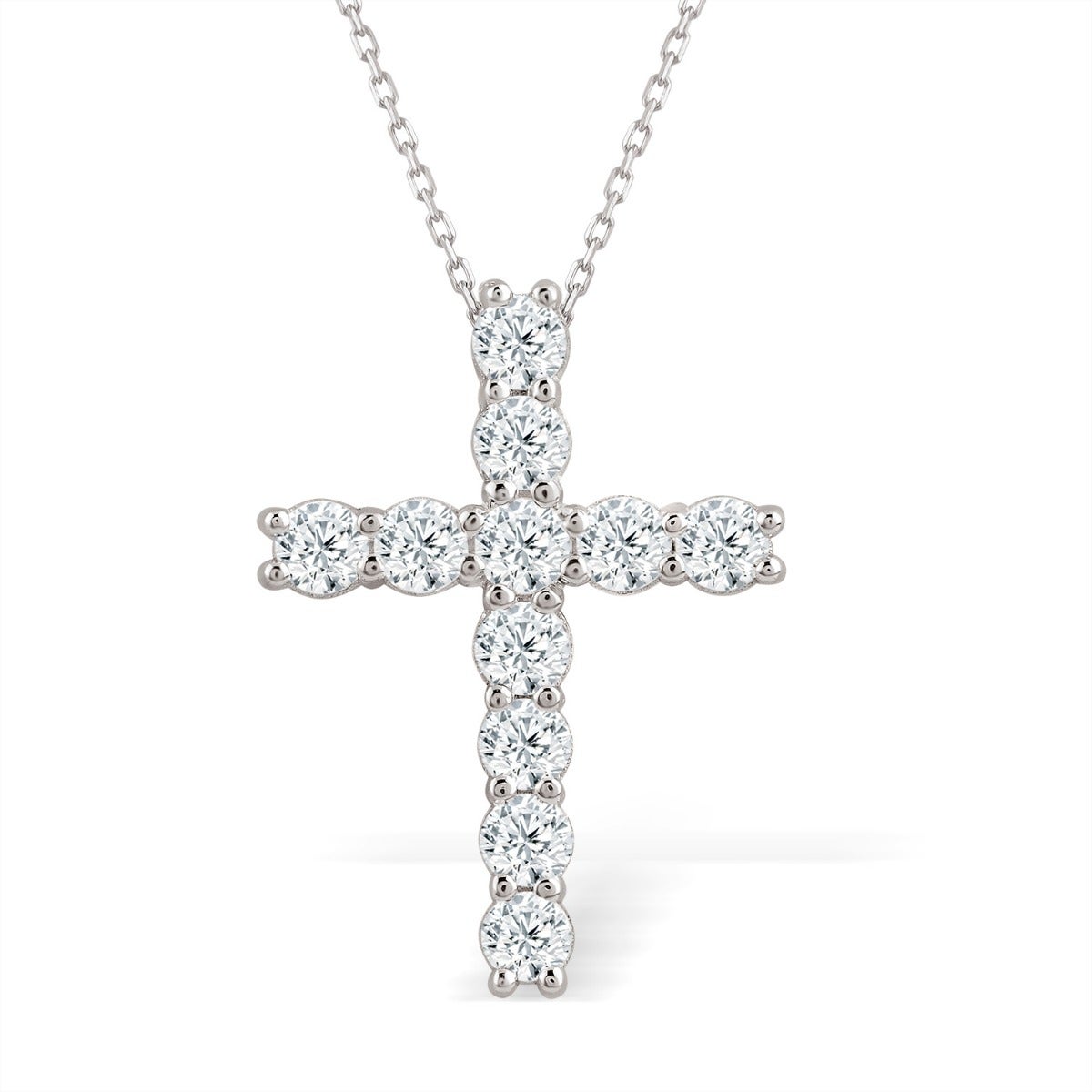 Adamante 1 ct. tw. Round Brilliant Lab-Grown Diamond Cross Pendant in 10K White Gold - LG-APC0665HS210W