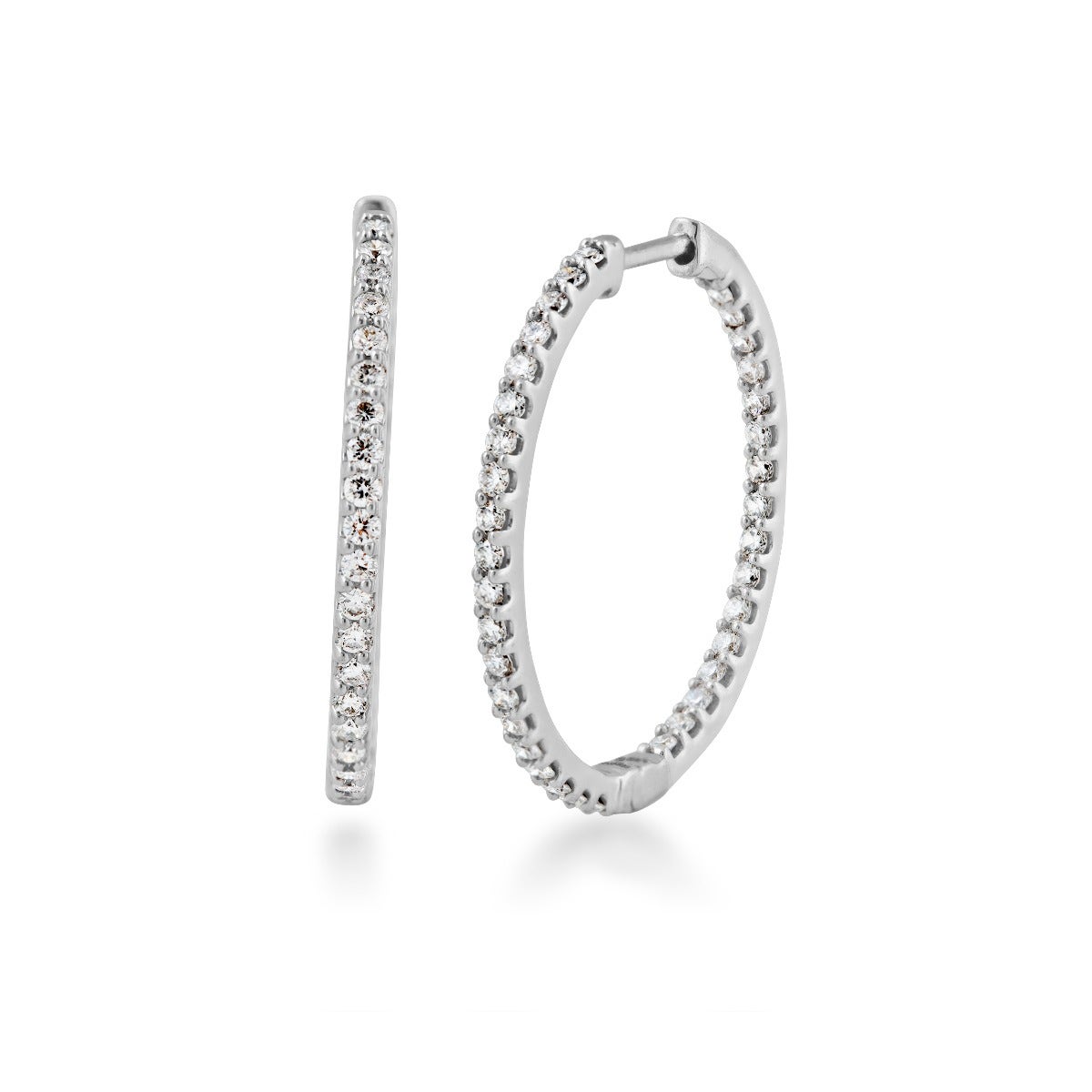 Adamante 1 ct. tw. Lab-Grown Diamond Hoop Earrings in 10K White Gold - LGAEF5201HSI20W@100